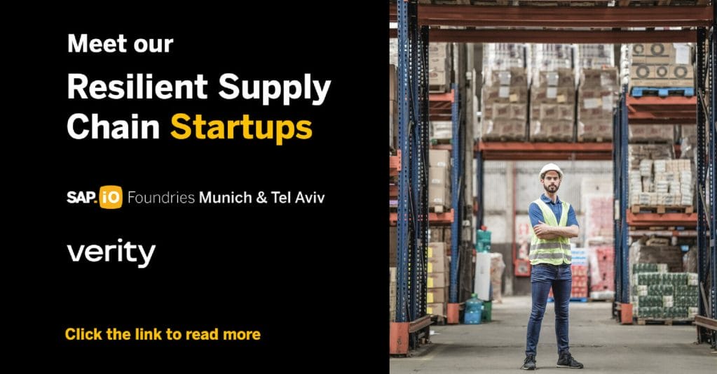 Verity selected for SAP.io Resilient Supply Chain Startup Program