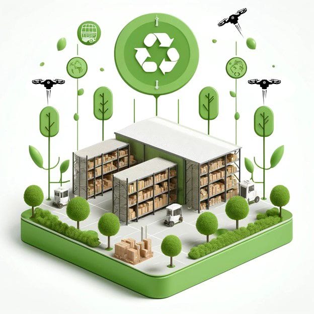 Warehouse sustainability illustration